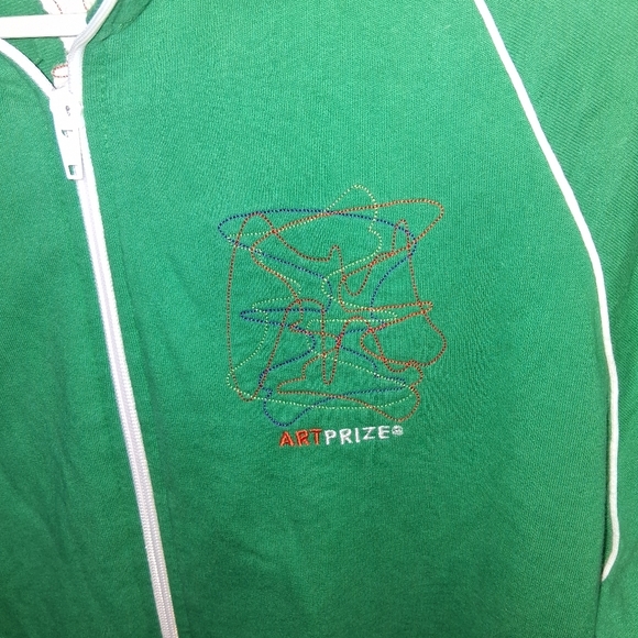 Women's American Apparel Art Prize Long Sleeve Full Zip Jacket Green White M - Picture 4 of 6